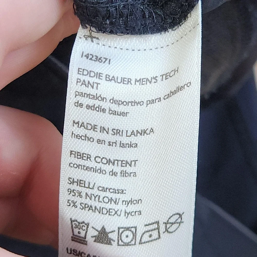 Eddie Bauer Tech Pants Mens 34x32 Black Nylon Stretch Hiking Outdoor Lightweight